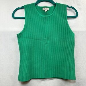 Marled Ladies Green High Neck Sleeveless Sweater‎ Tank Top medium Cropped Length